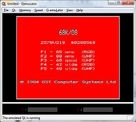 The 68K/OS startup screen