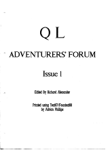 Picture of cover of first issue of QL Adventurers Forum